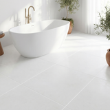 Thassos honed 12x12 white marble tile - bathroom floor