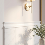 Thassos honed white marble chair rail molding - powder room wall border