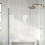 Thassos polished 3x12 white marble tile - shower wall