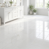 Thassos polished 6x12 white marble tile - bathroom floor