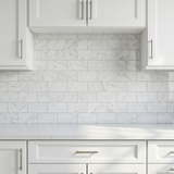 White Carrara polished 3x6 marble subway tile - kitchen backsplash
