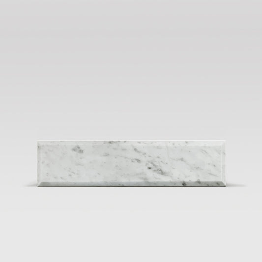 White Carrara Polished, Beveled 3"x12" Marble Tile