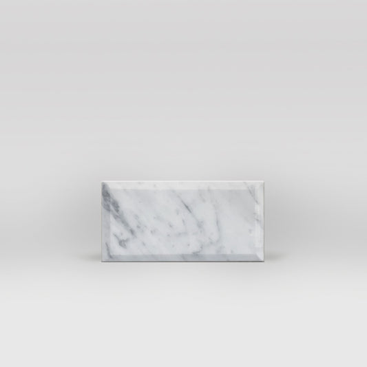 White Carrara Polished, Bevelled 3"x6" Marble Tile