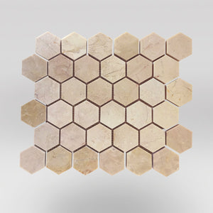 Bursa Beige Polished Hexagon 2" Marble Mosaic - BigAppleMarble.com