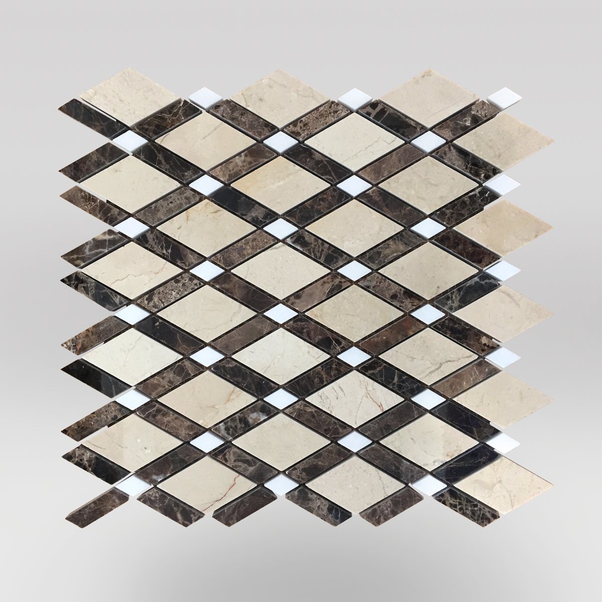 Crema Marfil Select Polished Lattice Marble Mosaic - BigAppleMarble.com