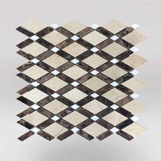 Crema Marfil Select Polished Lattice Marble Mosaic - BigAppleMarble.com