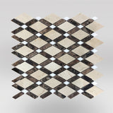 Crema Marfil Select Polished Lattice Marble Mosaic - BigAppleMarble.com