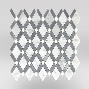 Diamond Mosaic Polished Carrara&Bardiglio Marble Mosaic
