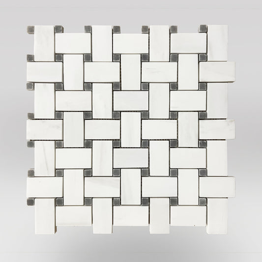 Dolomite Polished Basket Weave with Grey Dots