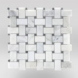 Eastern White/Oriental White Polished Basket Weave with Bardiglio Gray Dots - BigAppleMarble.com