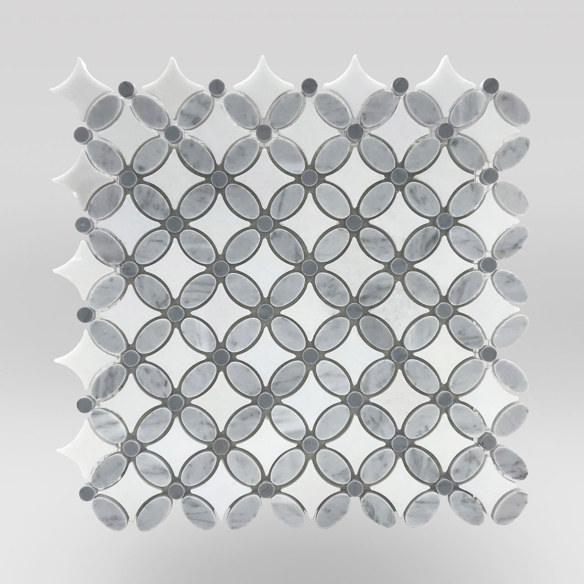 White Carrara- Thassos Polished Flower - BigAppleMarble.com