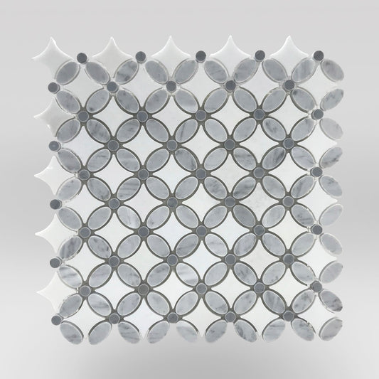 White Carrara- Thassos Polished Flower - BigAppleMarble.com
