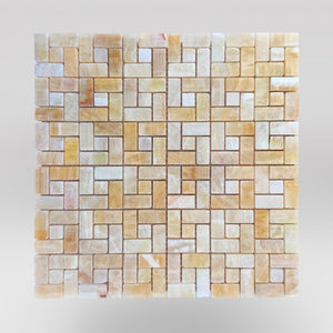 Honey Onyx Polished Target Mosaic Tile - BigAppleMarble.com