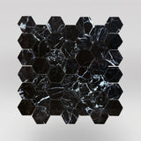 Nero Marqouina Polished Hexagon 2" Marble Mosaic - BigAppleMarble.com