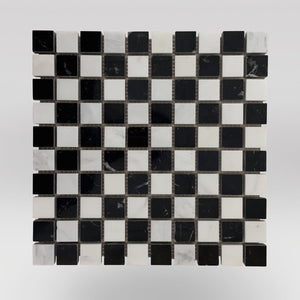 Nero Marqouina Polished Checker Board 1"x1" Marble Mosaic - BigAppleMarble.com