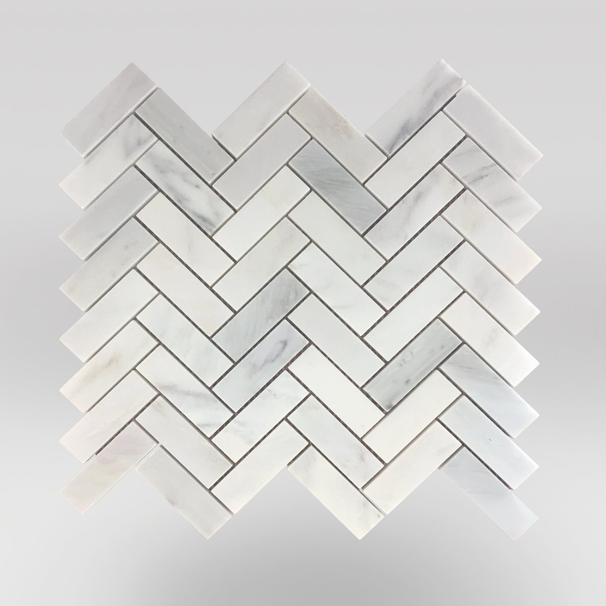 Oriental White/Eastern White Honed Herringbone 1"x3" Marble Mosaic Tile - BigAppleMarble.com