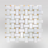 Thassos Polished Basket Weave with Honey ONYX Dots - BigAppleMarble.com