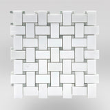 Thassos Polished Basket Weave with Ming Green Dots-BigAppleMarble.com