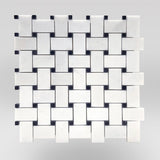 Thassos Polished Basket Weave with Nero Black Dots-BigAppleMarble.com