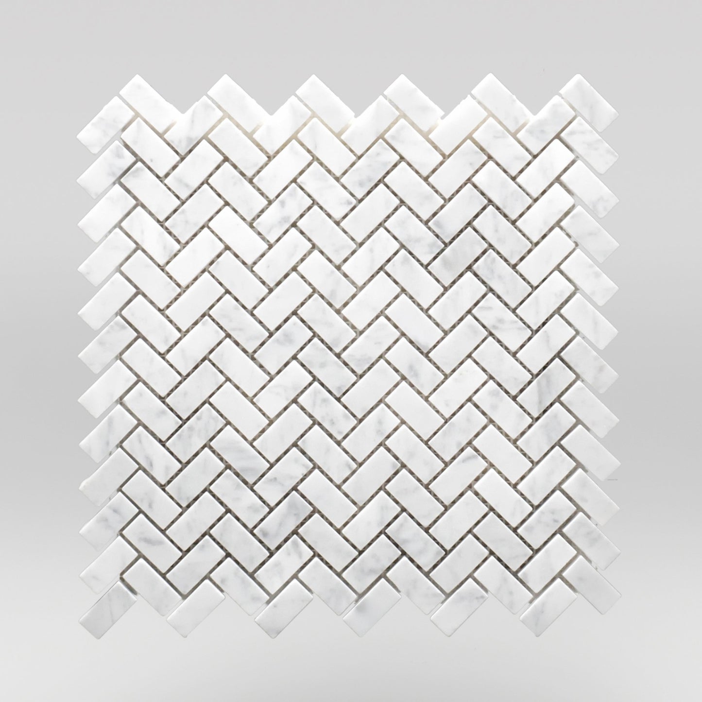 White Carrara Polished Mini Herringbone - BigAppleMarble.com