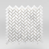 White Carrara Polished Mini Herringbone - BigAppleMarble.com
