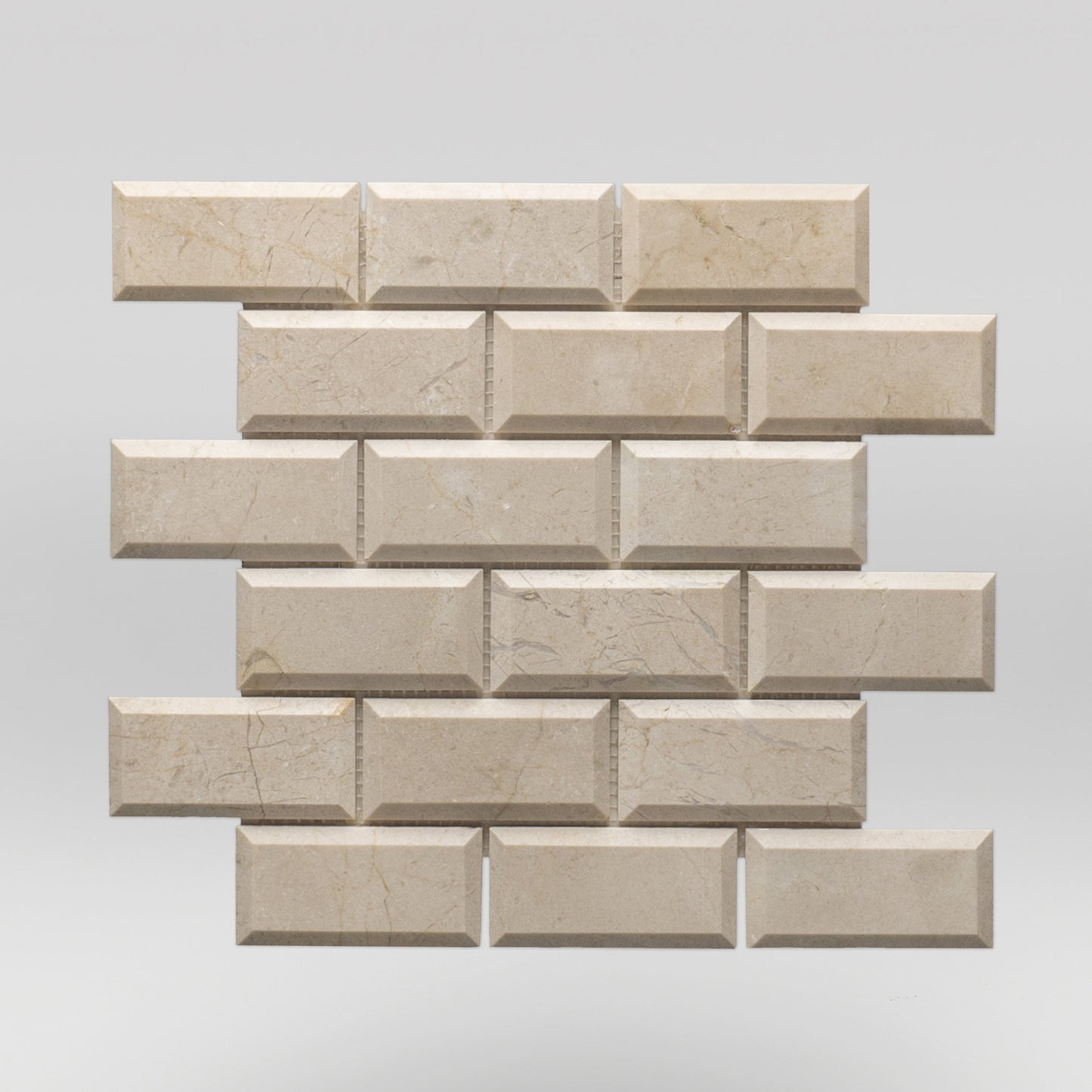 Crema Marfil Select Polished, Bevelled 2"x4" | Marble Mosaic | Brick/High Bevel | BigAppleMarble.com