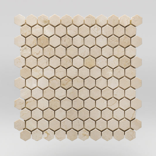 Crema Marfil Select Polished Hexagon 1" | Marble Mosaic | BigAppleMarble.com