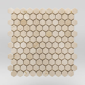 Crema Marfil Select Polished Hexagon 1" | Marble Mosaic | BigAppleMarble.com