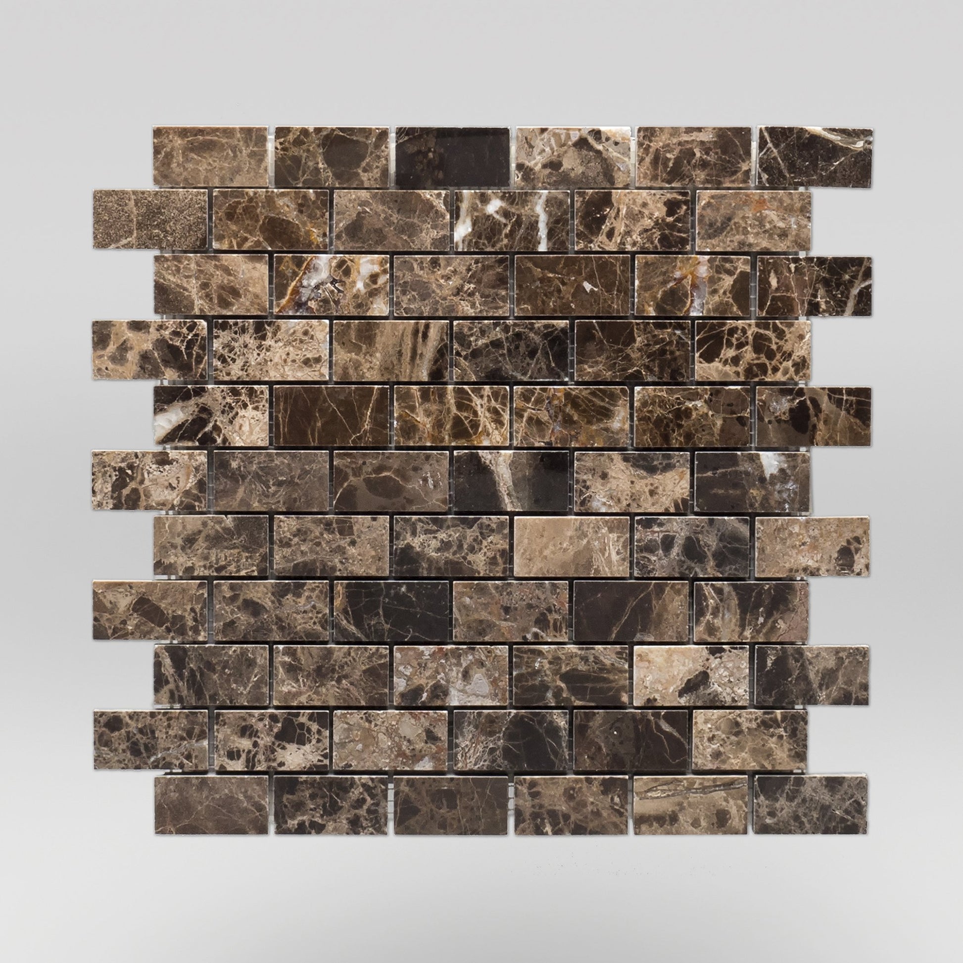 Dark Emperador Polished 1"x2" | Marble Mosaic | Brick | BigAppleMarble.com