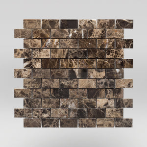 Dark Emperador Polished 1"x2" | Marble Mosaic | Brick | BigAppleMarble.com