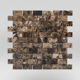 Dark Emperador Polished 1"x2" | Marble Mosaic | Brick | BigAppleMarble.com