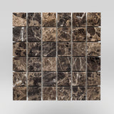 Dark Emperador Polished 2"x2" | Marble Mosaic | Brick | BigAppleMarble.com