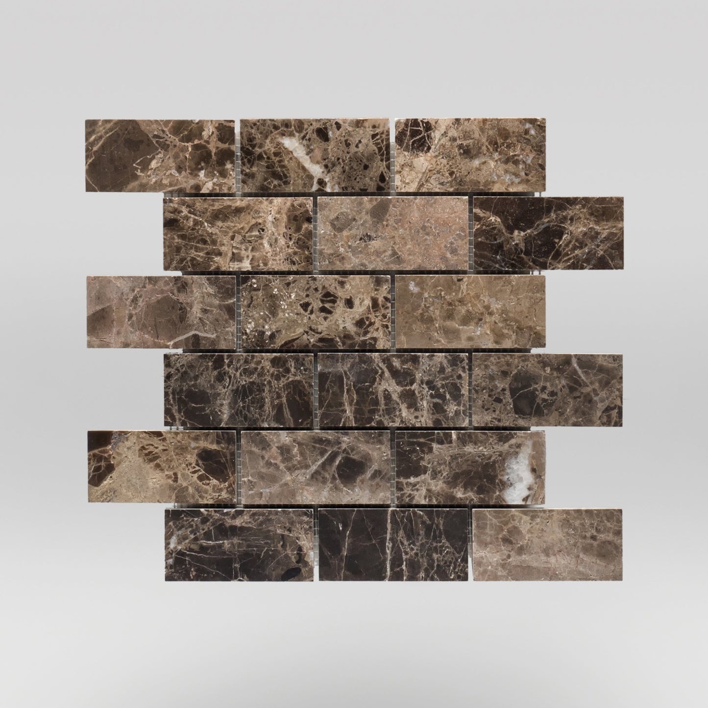 Dark Emperador Polished 2"x4" | Marble Mosaic | Brick | BigAppleMarble.com