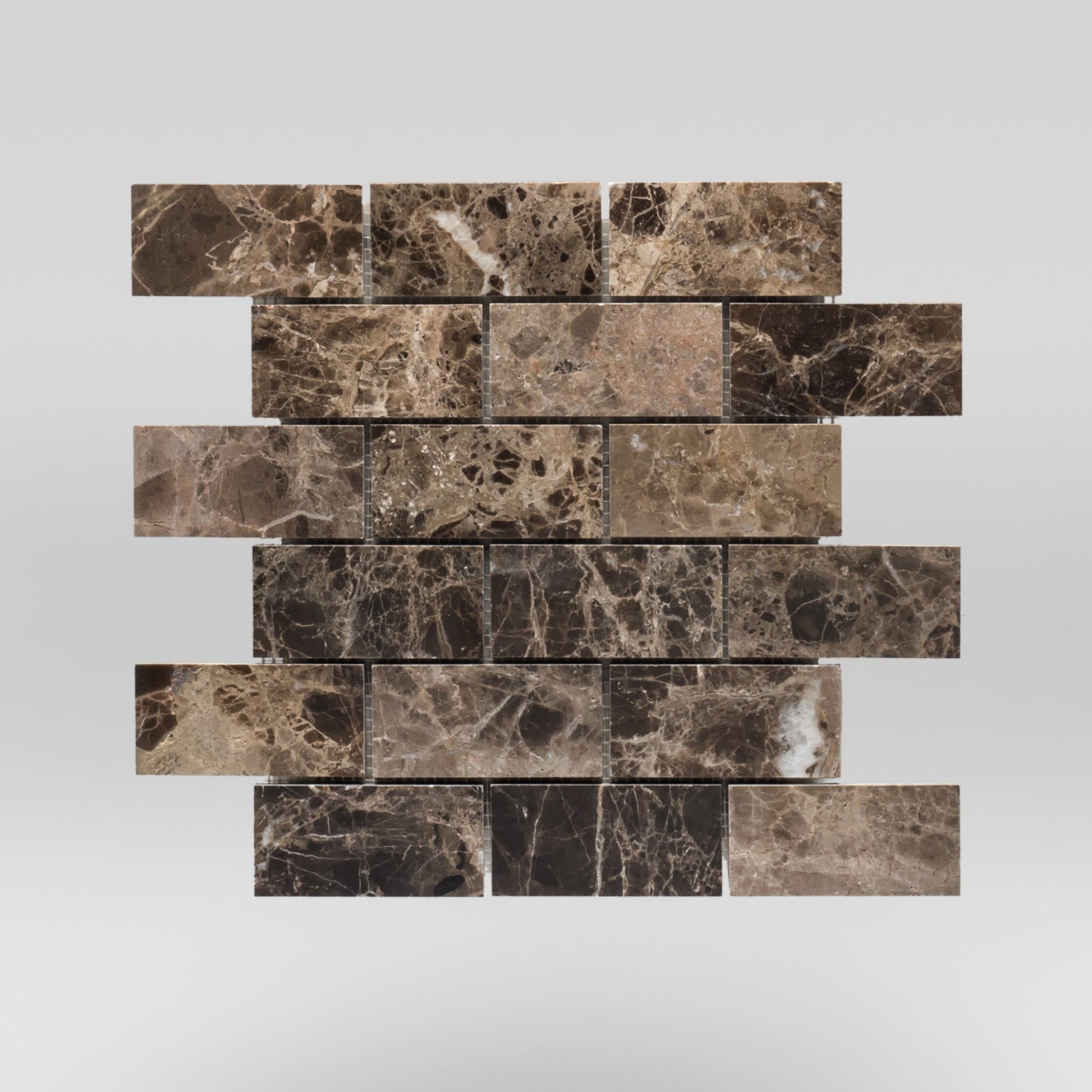 Dark Emperador Polished 2"x4" | Marble Mosaic | Brick | BigAppleMarble.com