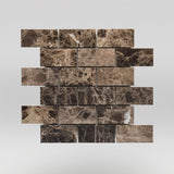 Dark Emperador Polished 2"x4" | Marble Mosaic | Brick | BigAppleMarble.com