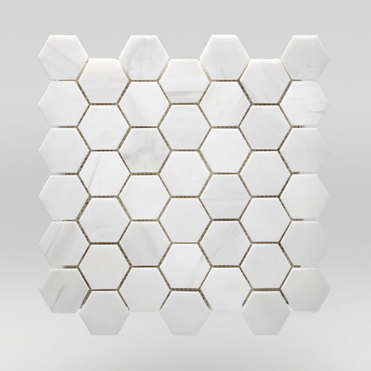 Dolomite Polished Hexagon 2" | Marble Mosaic 2" | BigAppleMarble.com