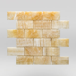 Honey Onyx Polished 2"x4" Marble Mosaic 2"x4" / Brick BigAppleMarble.com