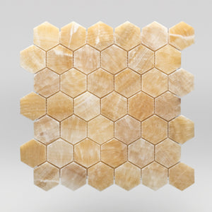 Honey Onyx Polished Hexagon 2" Marble Mosaic 2" / Hexagon BigAppleMarble.com
