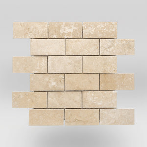 Ivory (White) Travertine Honed 2"x4" Travertine Mosaic 2"x4" / Honed / Brick BigAppleMarble.com