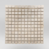 Ivory (White) Travertine Tumbled 5/8"x5/8" Travertine Mosaic 5/8"x5/8" / Tumbled / Square BigAppleMarble.com