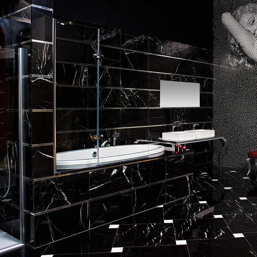 Nero Marqouina Polished 12"x12" Marble Tiles BigAppleMarble.com