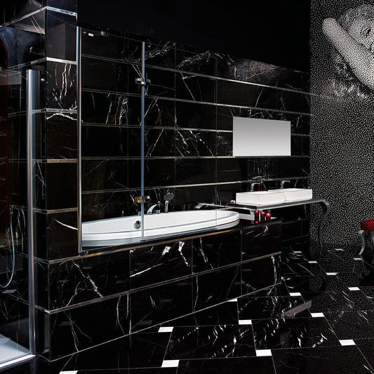 Nero Marqouina Polished 12"x12" Marble Tiles BigAppleMarble.com