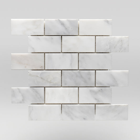 Oriental White/Eastern White Honed 2"x4" Marble Mosaic 2"x4" / Brick / Honed BigAppleMarble.com