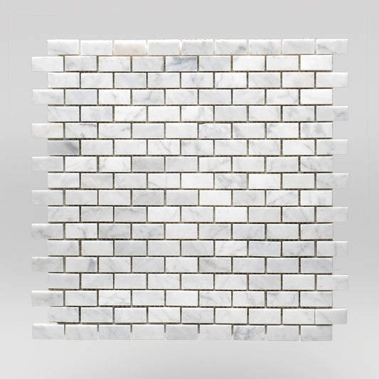 Oriental White/Eastern White Polished 1"x2" Marble Mosaic 1"x2" / Brick / Polished BigAppleMarble.com