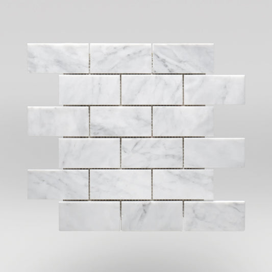 Oriental White/Eastern White Polished 2"x4" Marble Mosaic 2"x4" / Brick / Polished BigAppleMarble.com