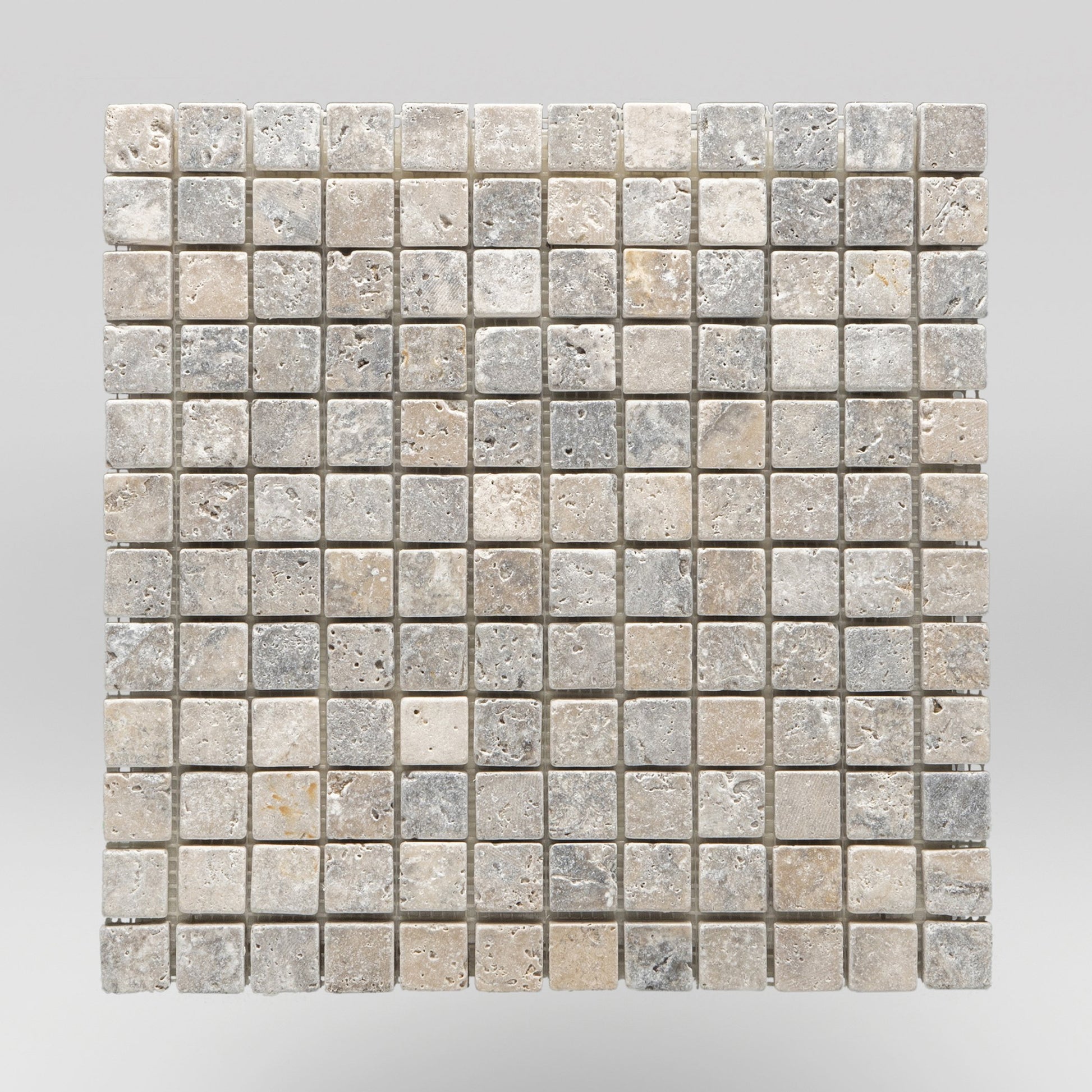 Silver Travertine Tumbled 1"x1" Mosaic - BigAppleMarble.com