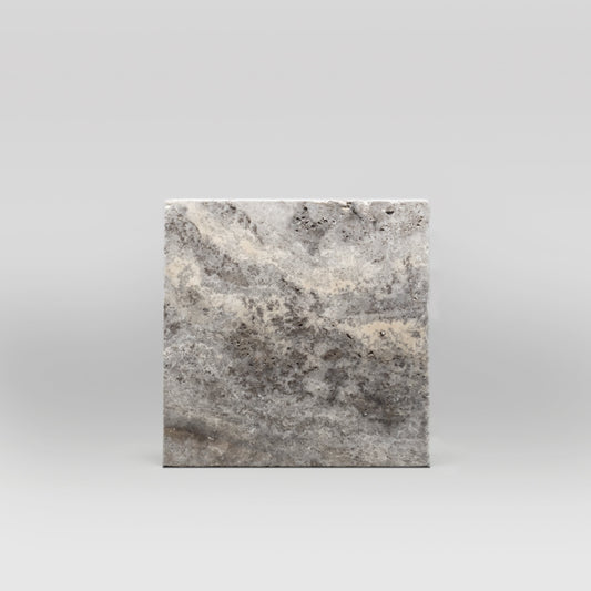 Silver Travertine Tumbled 12"x12" Tile - BigAppleMarble.com