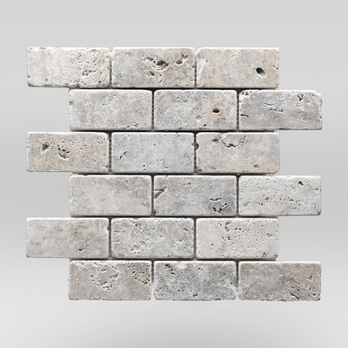 Silver Travertine Tumbled 2"x4" Travertine Mosaic - BigAppleMarble.com