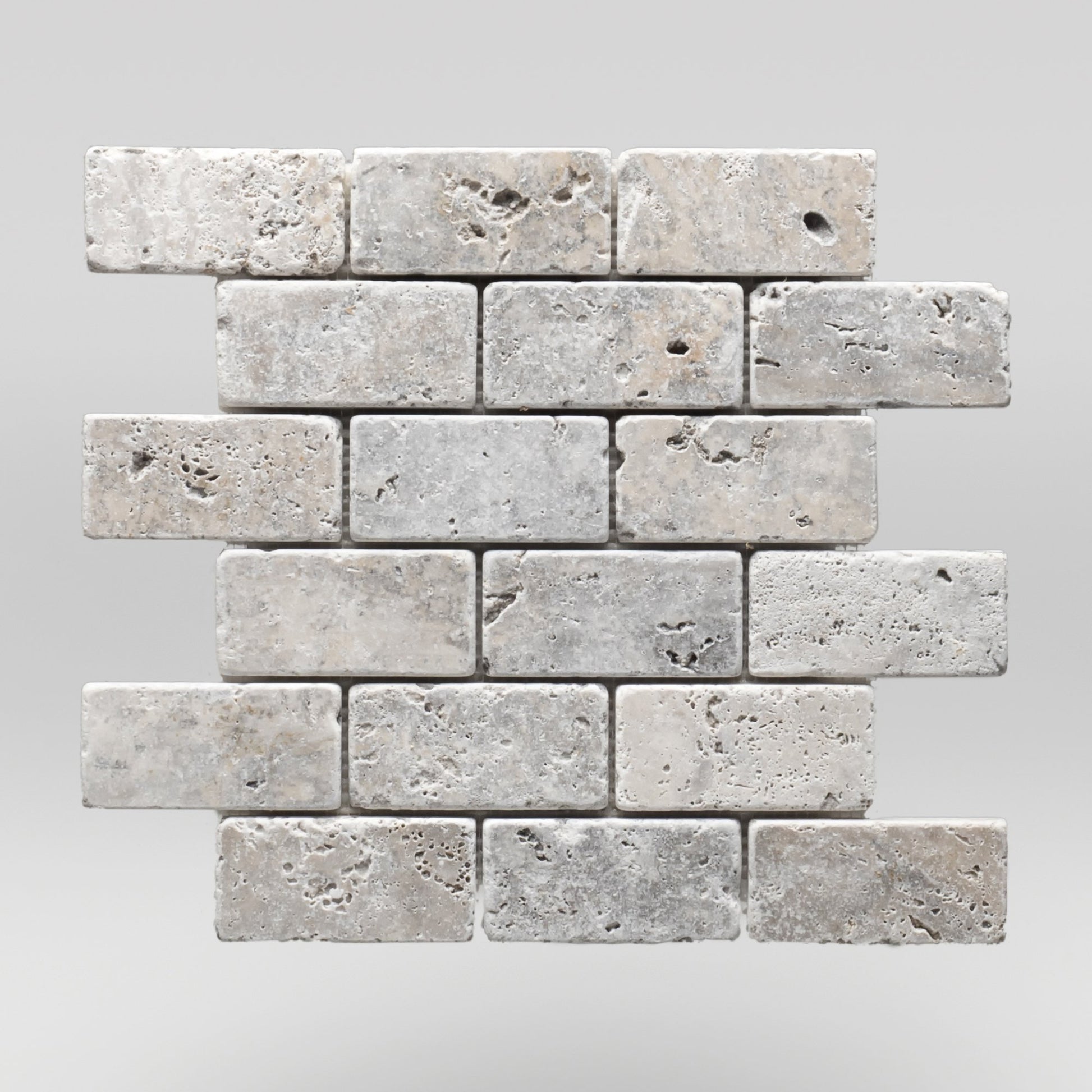 Silver Travertine Tumbled 2"x4" Travertine Mosaic - BigAppleMarble.com