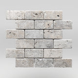 Silver Travertine Tumbled 2"x4" Travertine Mosaic - BigAppleMarble.com